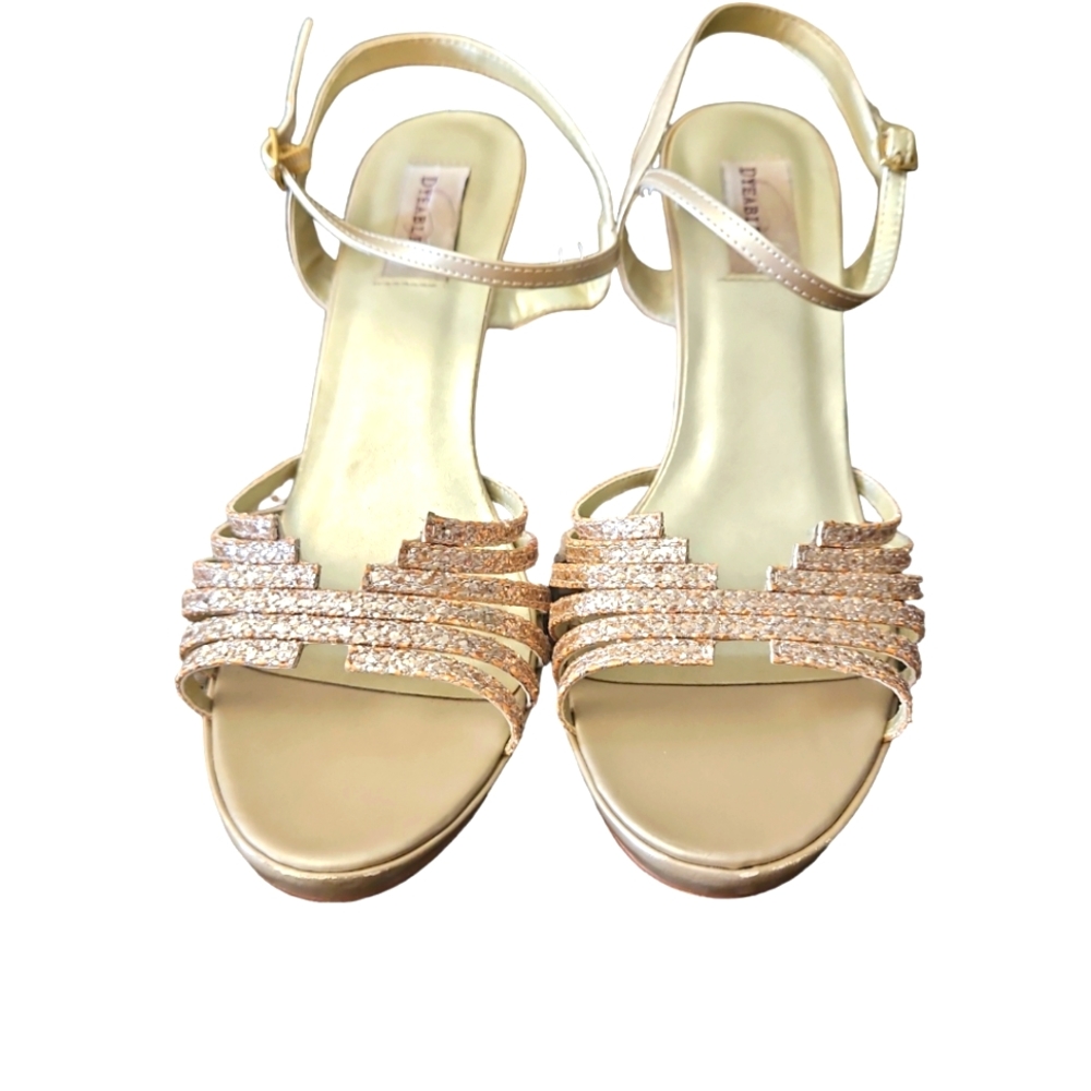 Dyeables rose gold formal strappy heels